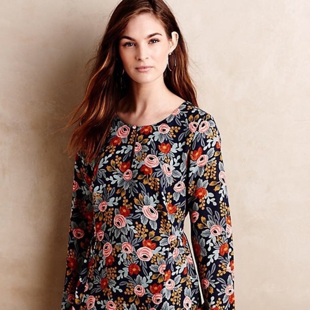 Anthropologie Paper Crown + Rifle Paper Co Swing Dress size M